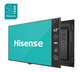 Hisense Digital Signage Panel, 43", 500 nits, 4k resolution with 7day x 24hrs operation, Android 9 OPS - 43BM66AE
